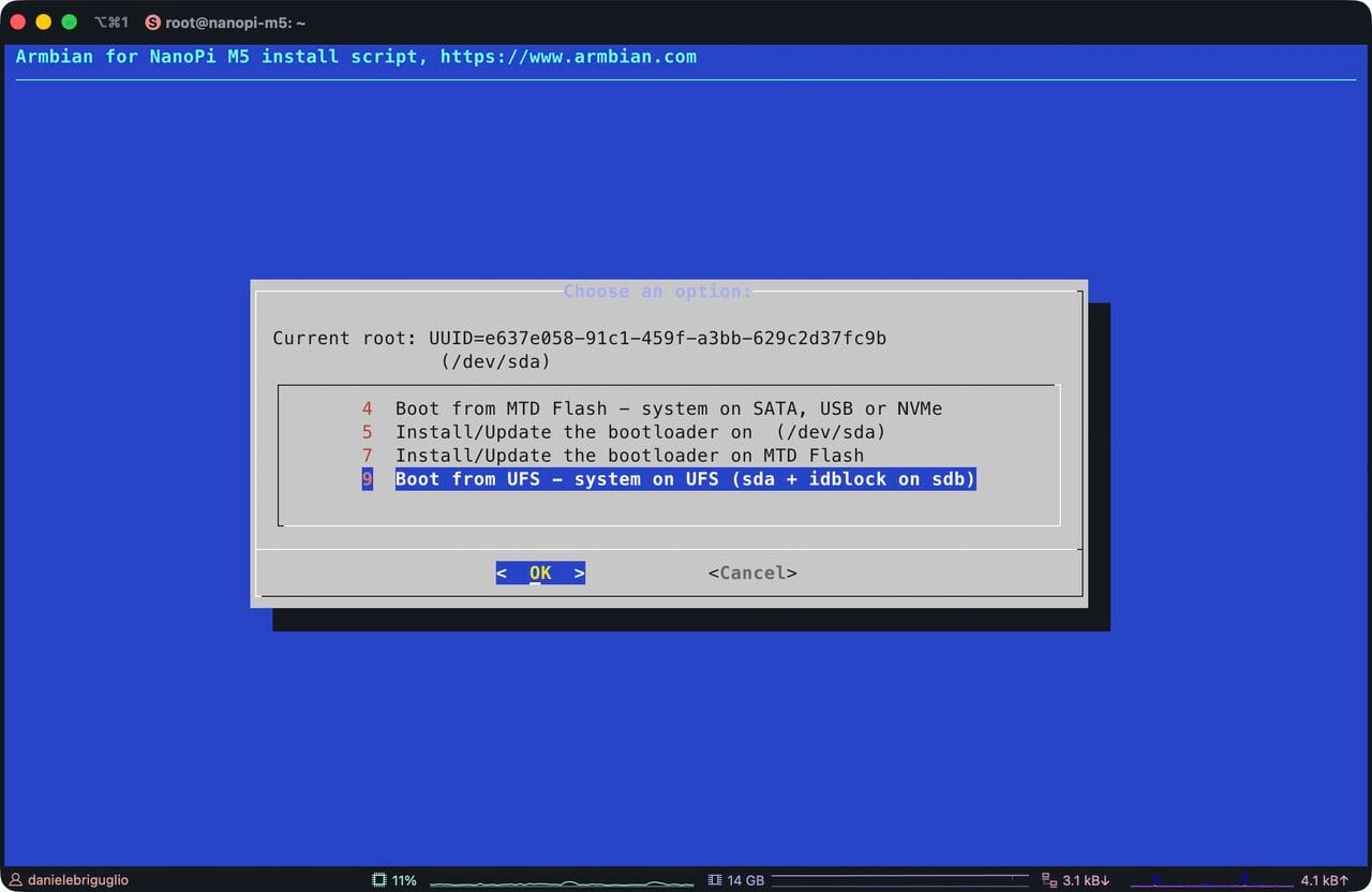Native UFS boot lands on the NanoPi M5