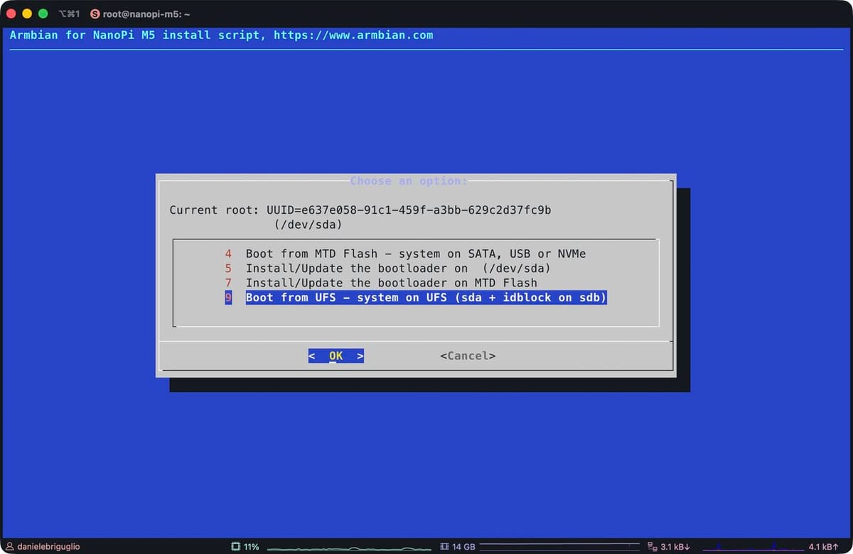 Native UFS boot lands on the NanoPi M5