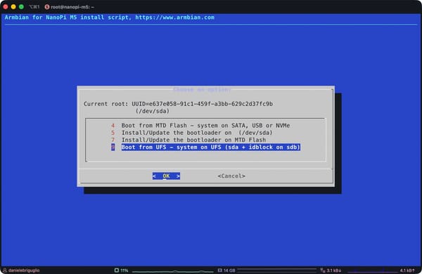 Native UFS boot lands on the NanoPi M5